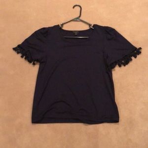 Ann Taylor Navy Tassel Top
